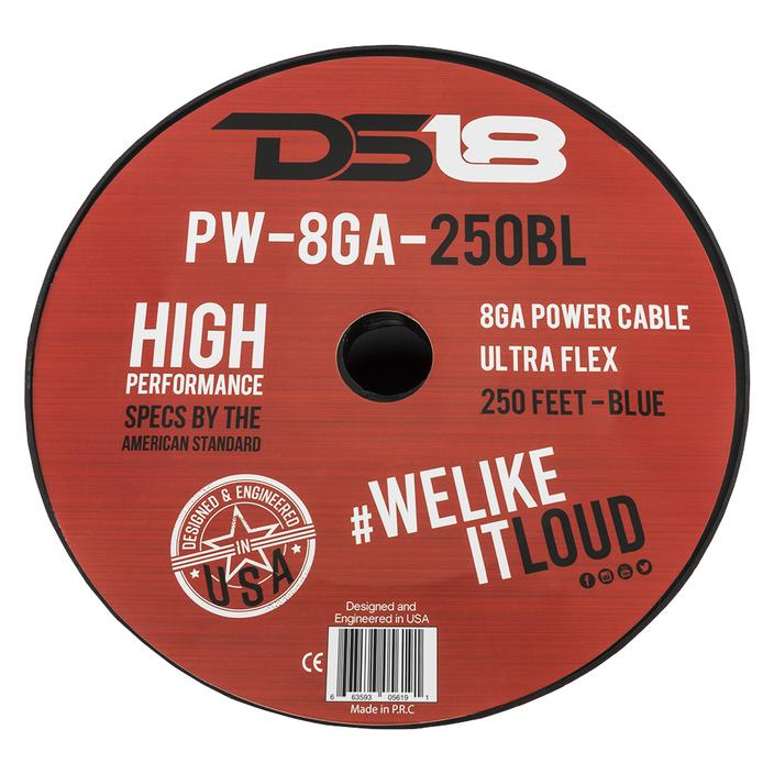 DS18 Ultra Flex CCA Power Wire 8 Gauge 250 Foot - Blue