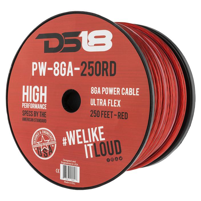 DS18 Ultra Flex CCA Power Wire 8 Gauge, 250 Feet - Red