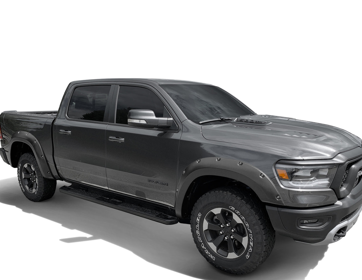 Bushwacker - 50936-02 - Fender Flare -  50936-02 Black Pocket/Rivet Style Smooth Finish 4-Piece Fender Flare Set for 2019-2022 Ram 1500 Rebel - P/N: 50936-02