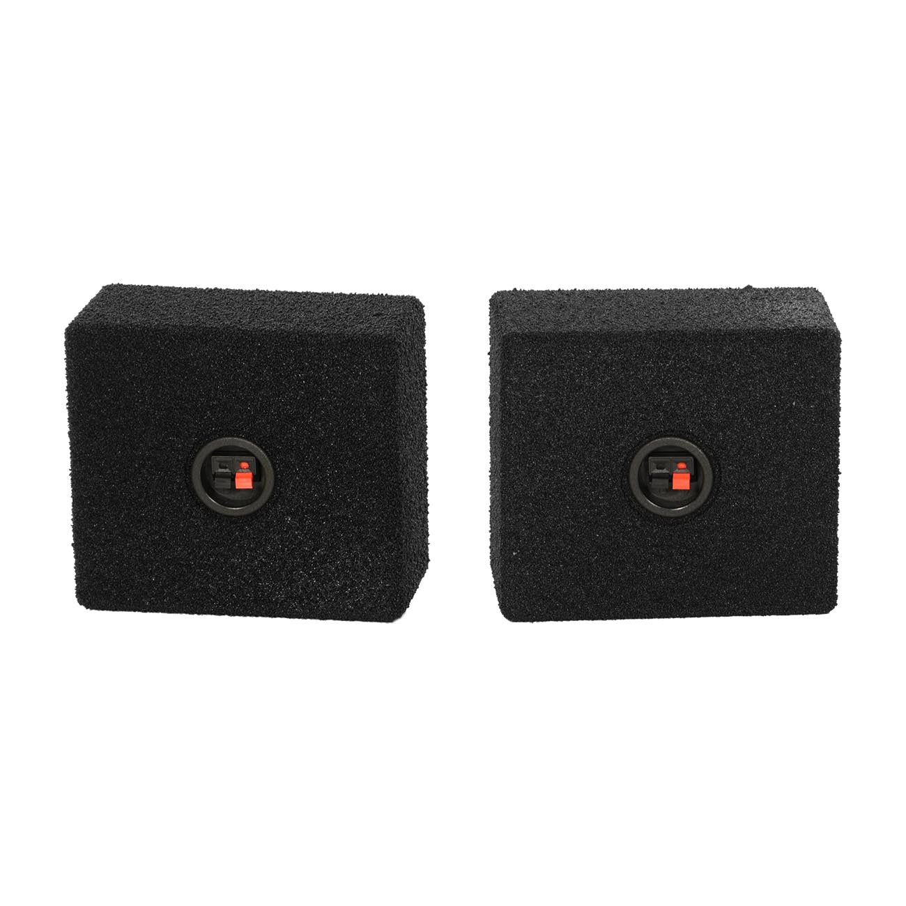 Qpower Empty 6.5-Inch Square Speaker Enclosure Pair QBomb with Spray-On Black Bedliner Coating