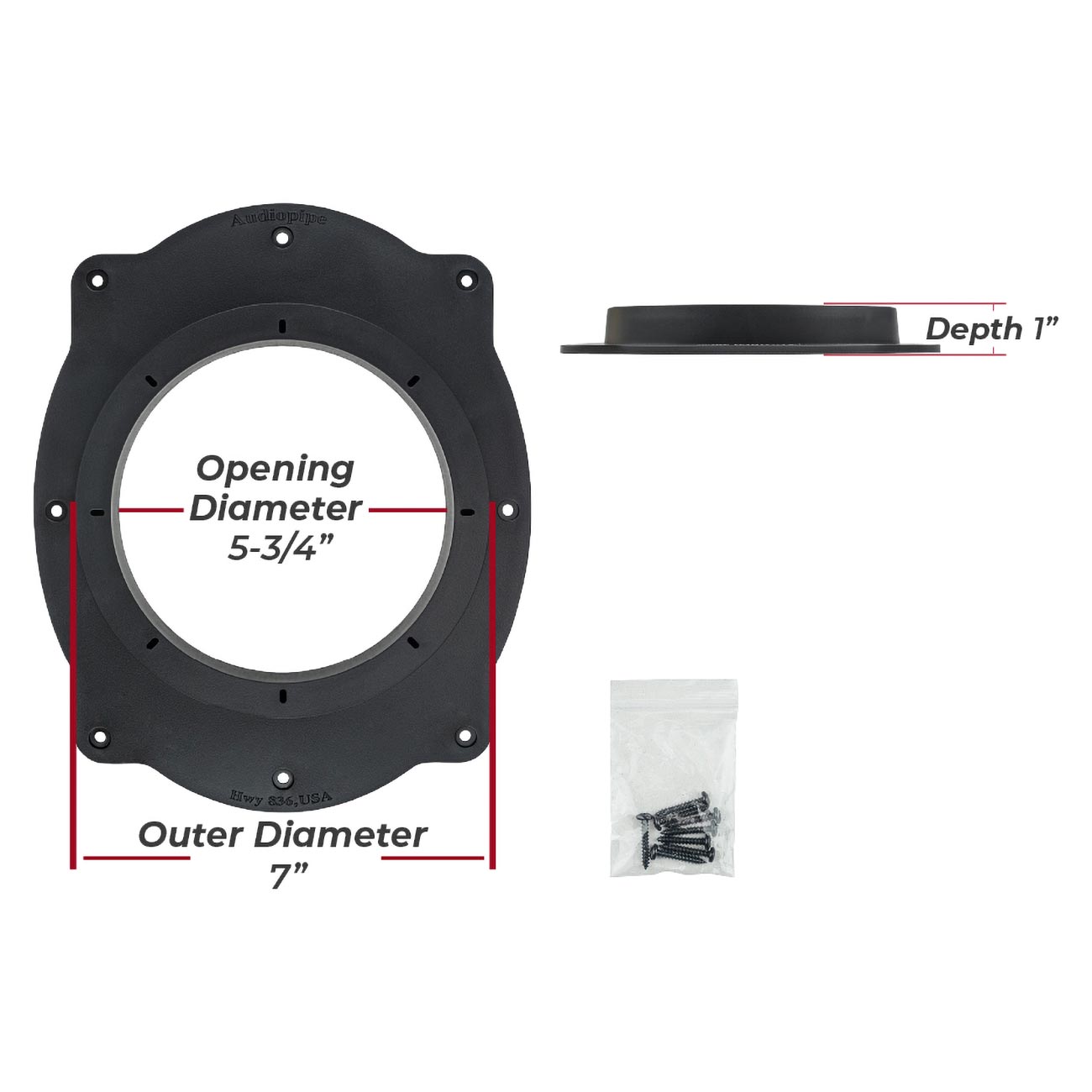 Audiopipe Toyota 6x9" to 6" PVC Plastic Adapter Ring Spacer Pair - Model RINGPVCA696