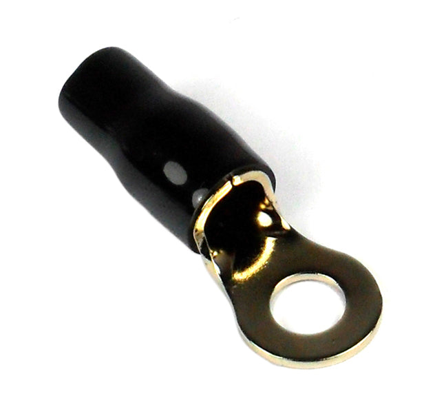 Xscorpion Ring Terminal 4GA. Pack of 10 - Gold with Black Sleeve