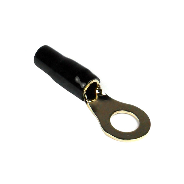 Xscorpion RT8B 8-Gauge Ring Terminals - Pack of 10 with Black Sleeves and Gold Finish