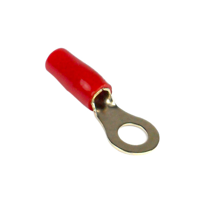 Xscorpion RT8R 8-Gauge Ring Terminals, Pack of 10, Gold Plated with Red Insulation
