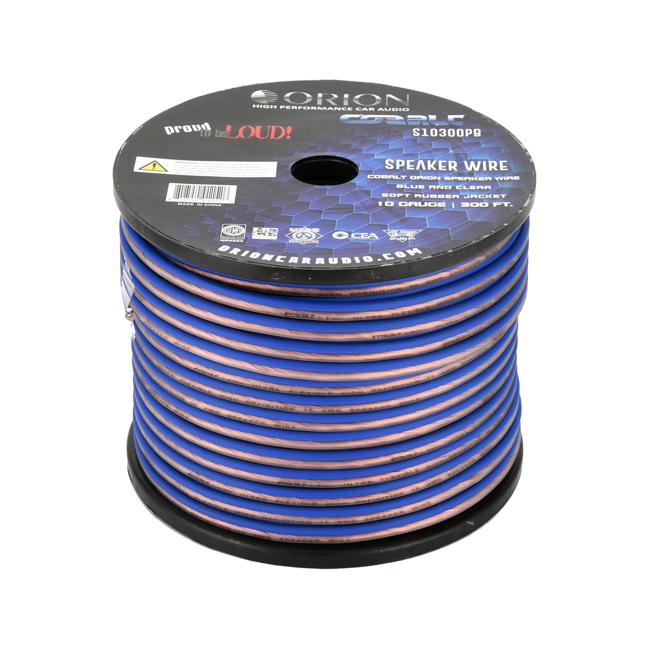 Orion Cobalt Series 10 Gauge Speaker Wire - Blue and Clear, 300 Feet Roll - View 3