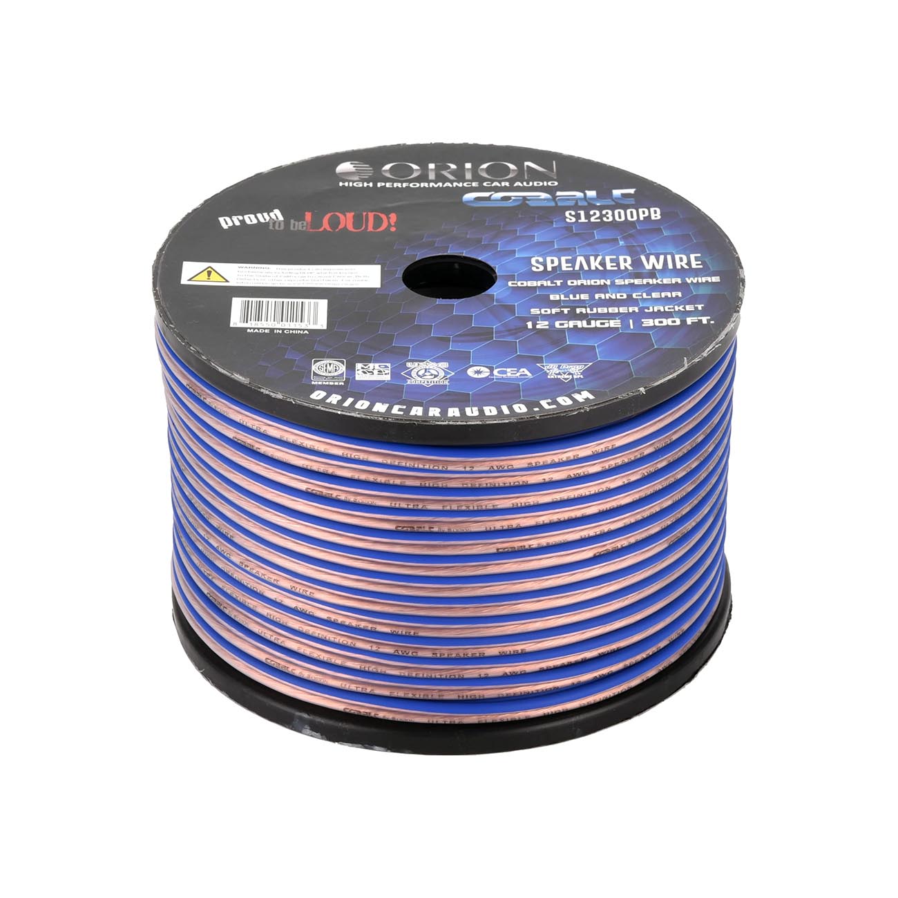 Orion Cobalt Series 12 Gauge Speaker Wire - Blue and Clear, 300 ft Roll - View 3