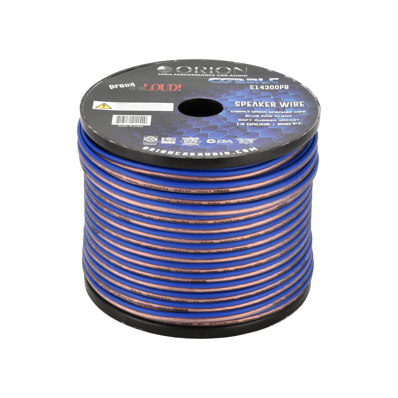 Orion Cobalt Series 14 Gauge Speaker Wire - Blue and Clear, 300 ft Roll - View 2