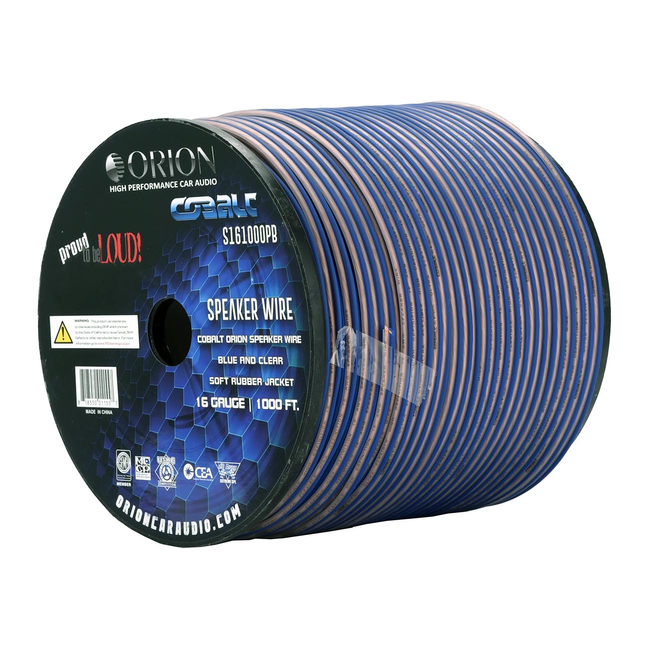 Orion Wired Series 16 Gauge Speaker Wire - Blue/Clear, 1000ft Roll - View 1
