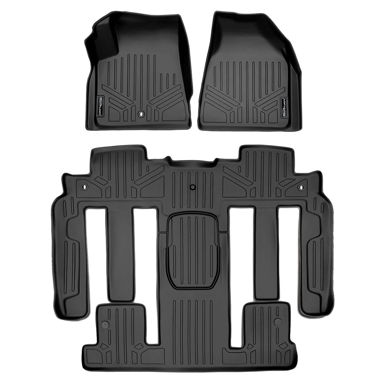 SMARTLINER Floor Liners Front and Rear for 2009-2017 Chevrolet Traverse, Enclave, Acadia, and Outlook with 2nd Row Bucket Seats