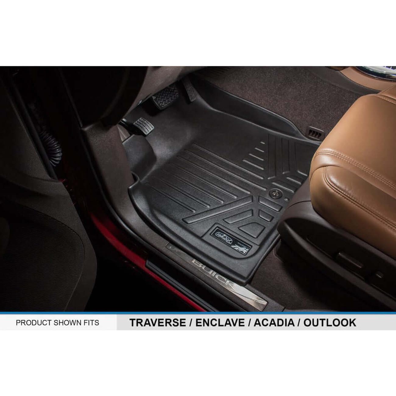 SMARTLINER Floor Liners Front and Rear for 2009-2017 Chevrolet Traverse, Enclave, Acadia, and Outlook with 2nd Row Bucket Seats