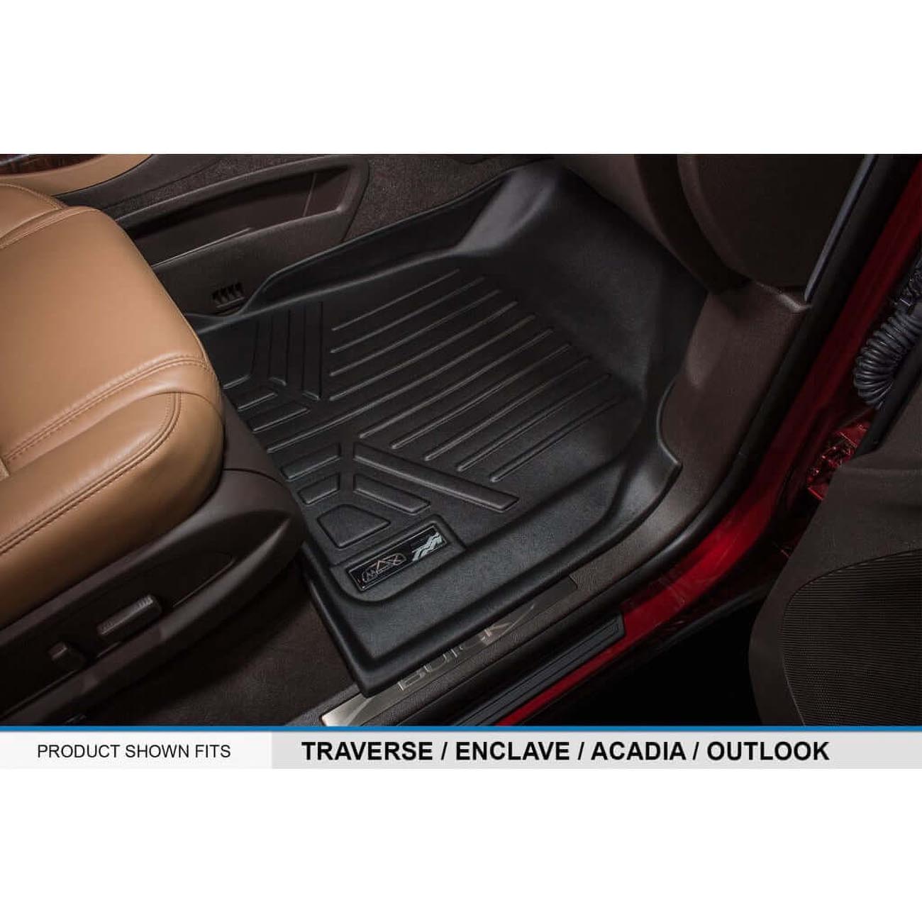 SMARTLINER Floor Liners Front and Rear for 2009-2017 Chevrolet Traverse, Enclave, Acadia, and Outlook with 2nd Row Bucket Seats