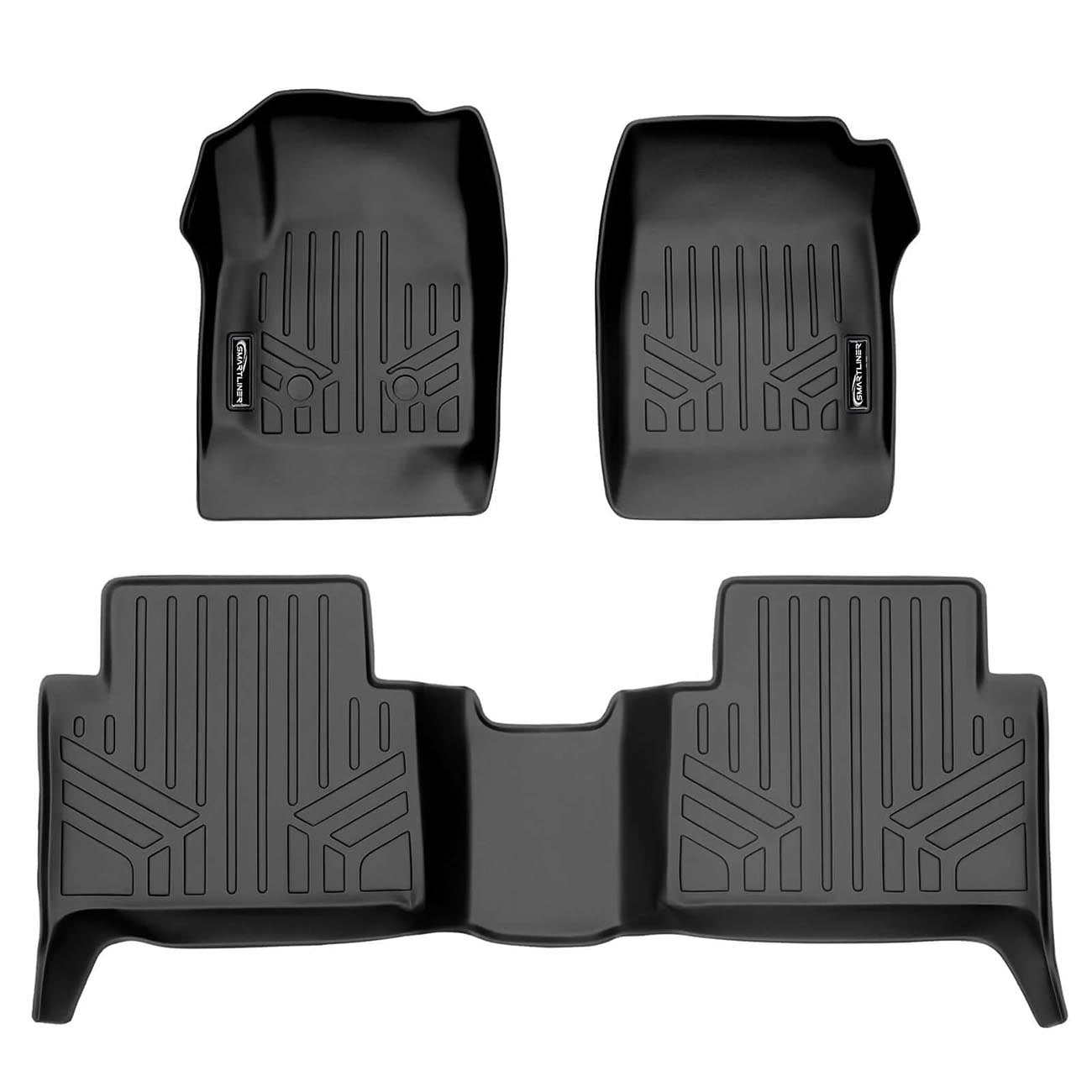 SMARTLINER Front and Second Row Floor Liners for 2015-2022 Chevy Colorado Crew Cab and GMC Canyon Crew Cab, Black