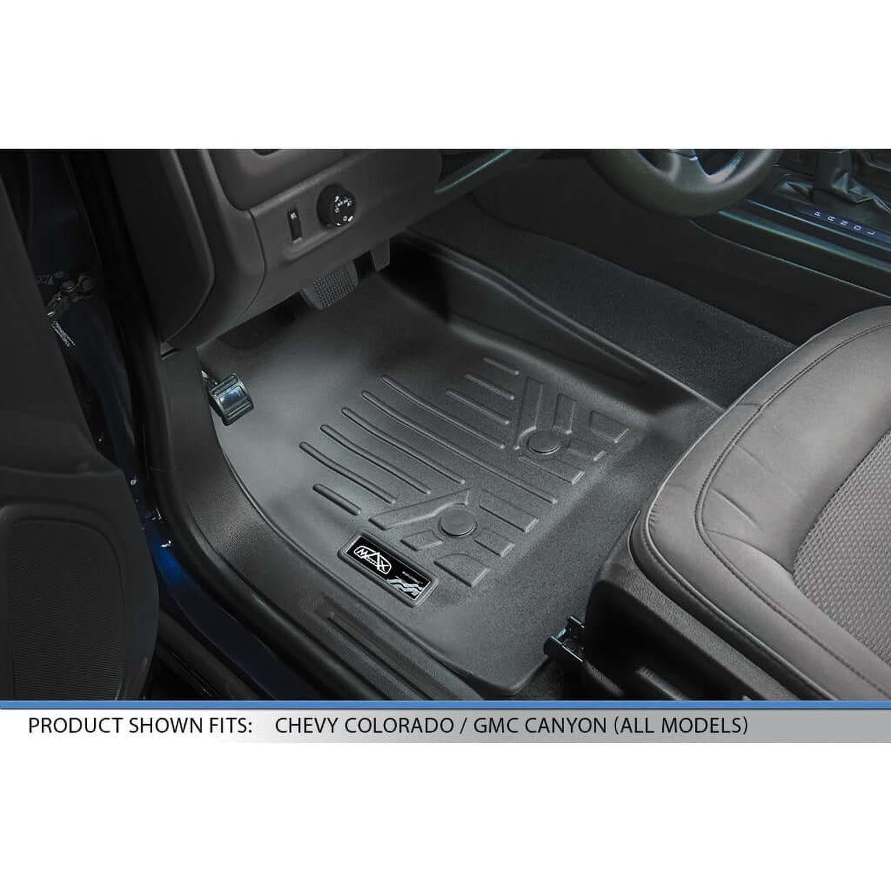 SMARTLINER Front and Second Row Floor Liners for 2015-2022 Chevy Colorado Crew Cab and GMC Canyon Crew Cab, Black