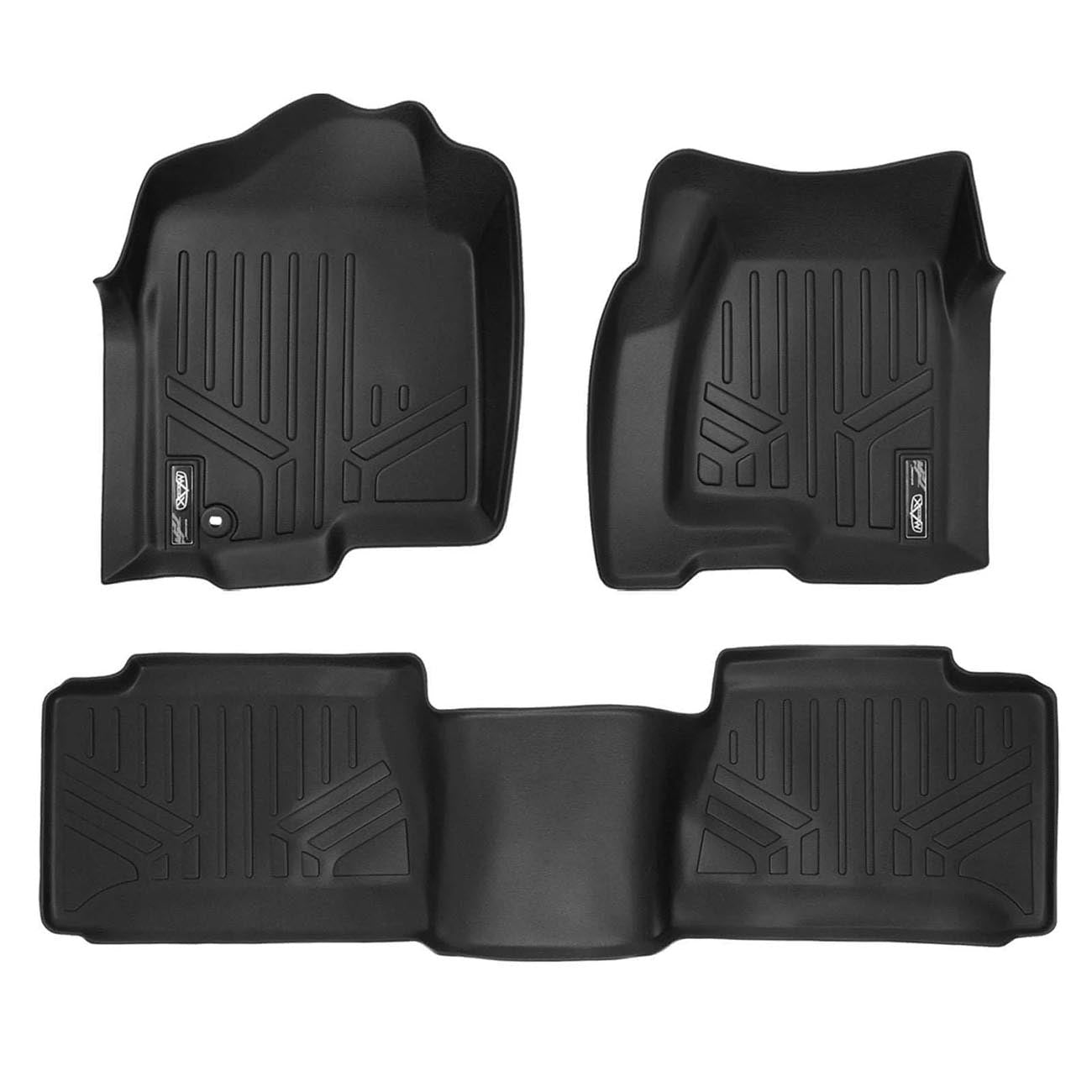 SMARTLINER Floor Liners for 2001-2007 Silverado/Sierra Ext Extended Cab - Front & 2nd Row, Black
