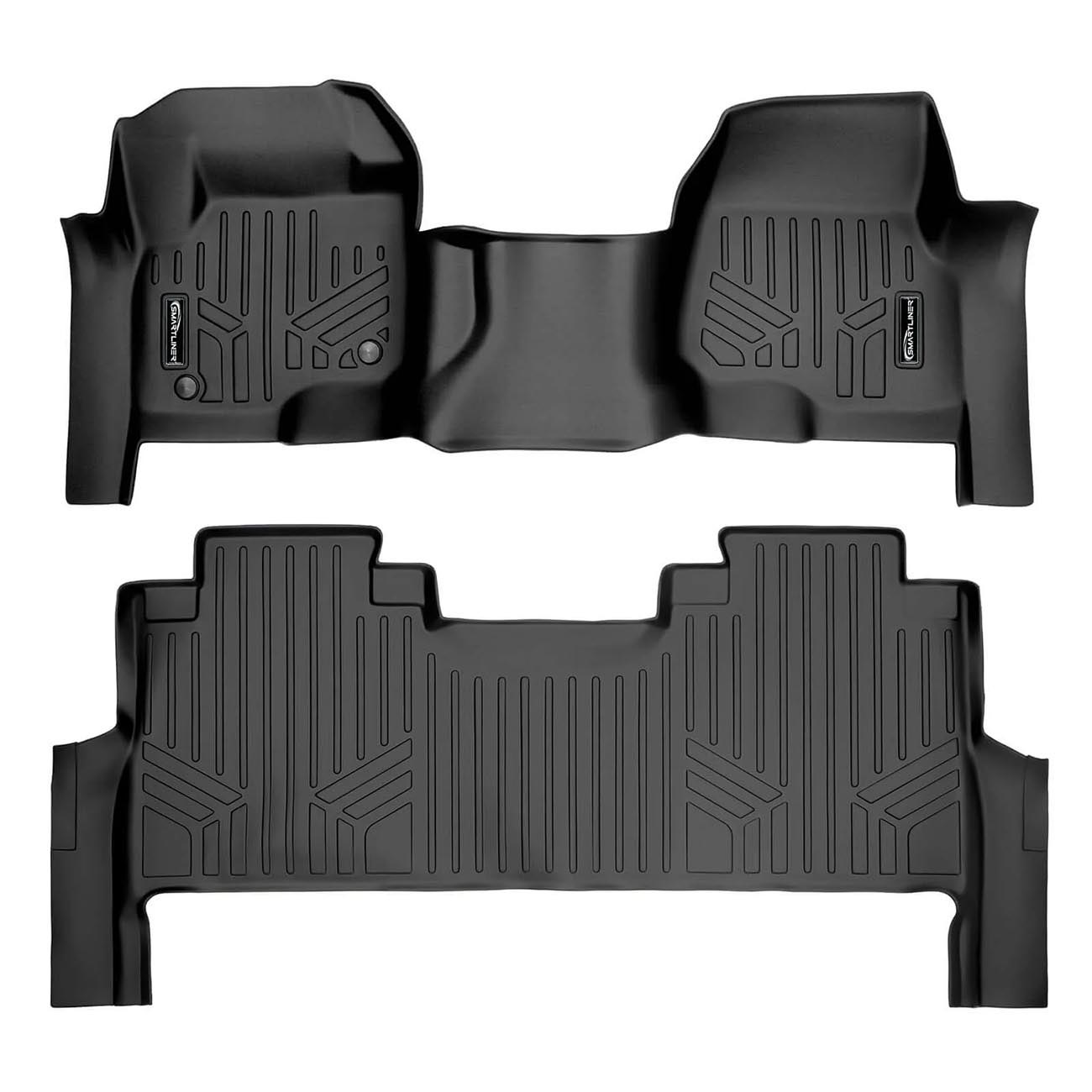 SMARTLINER Floor Liners for 2017-2025 Ford F-250/F-350 Super Duty Super Crew, Front and Second Row, Black