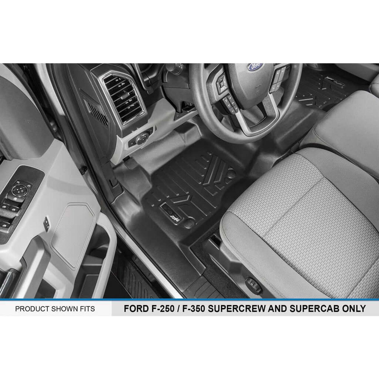 SMARTLINER Floor Liners for 2017-2025 Ford F-250/F-350 Super Duty Super Crew, Front and Second Row, Black