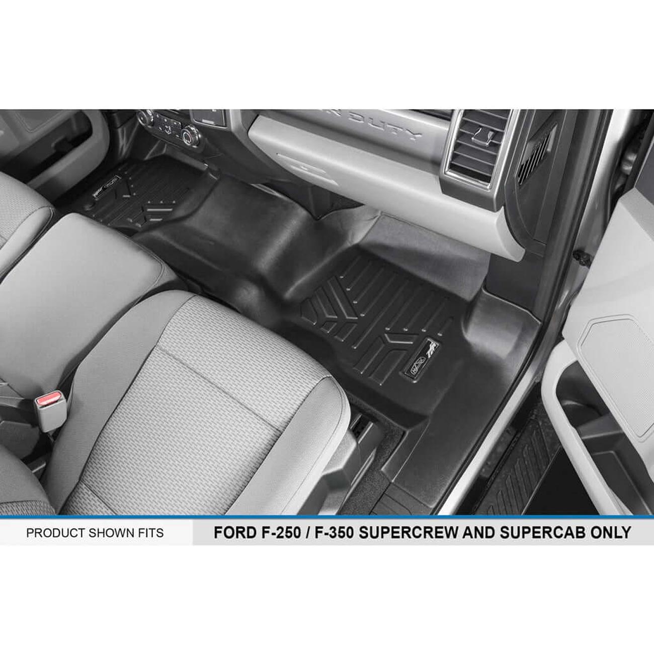 SMARTLINER Floor Liners for 2017-2025 Ford F-250/F-350 Super Duty Super Crew, Front and Second Row, Black