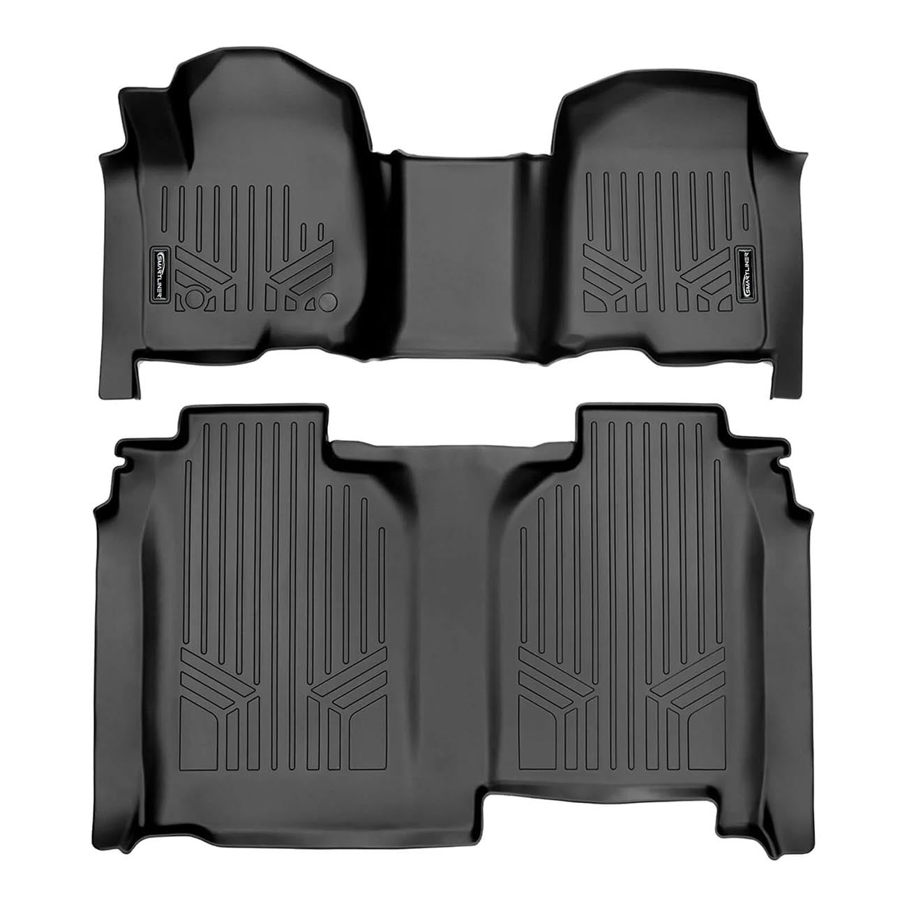 SMARTLINER Smartliner Floor Liners for 2019-2025 Chevrolet Silverado Crew Cab with Transmission Hump, Front and 2nd Row, Black