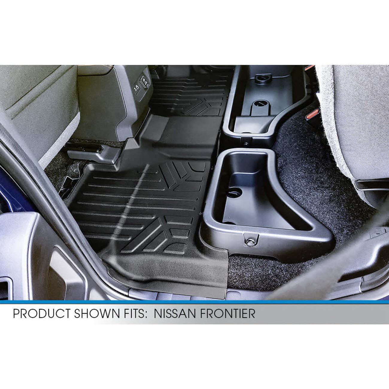 SMARTLINER Smartliner Floor Liners for Nissan Frontier Crew Cab 2022-2025, Front and Second Row, Black