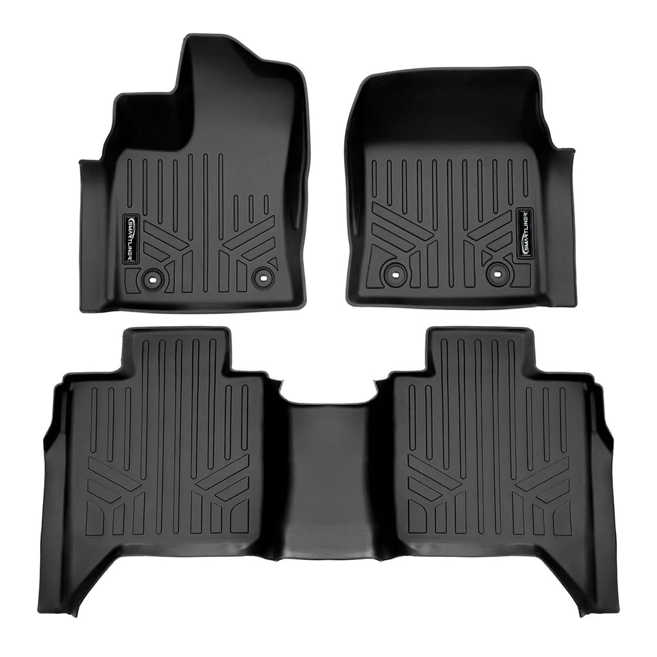 SMARTLINER Floor Liners for Toyota Tundra CrewMax 2022-2025, Front and Second Row, Black - Part Number SA0593B0593