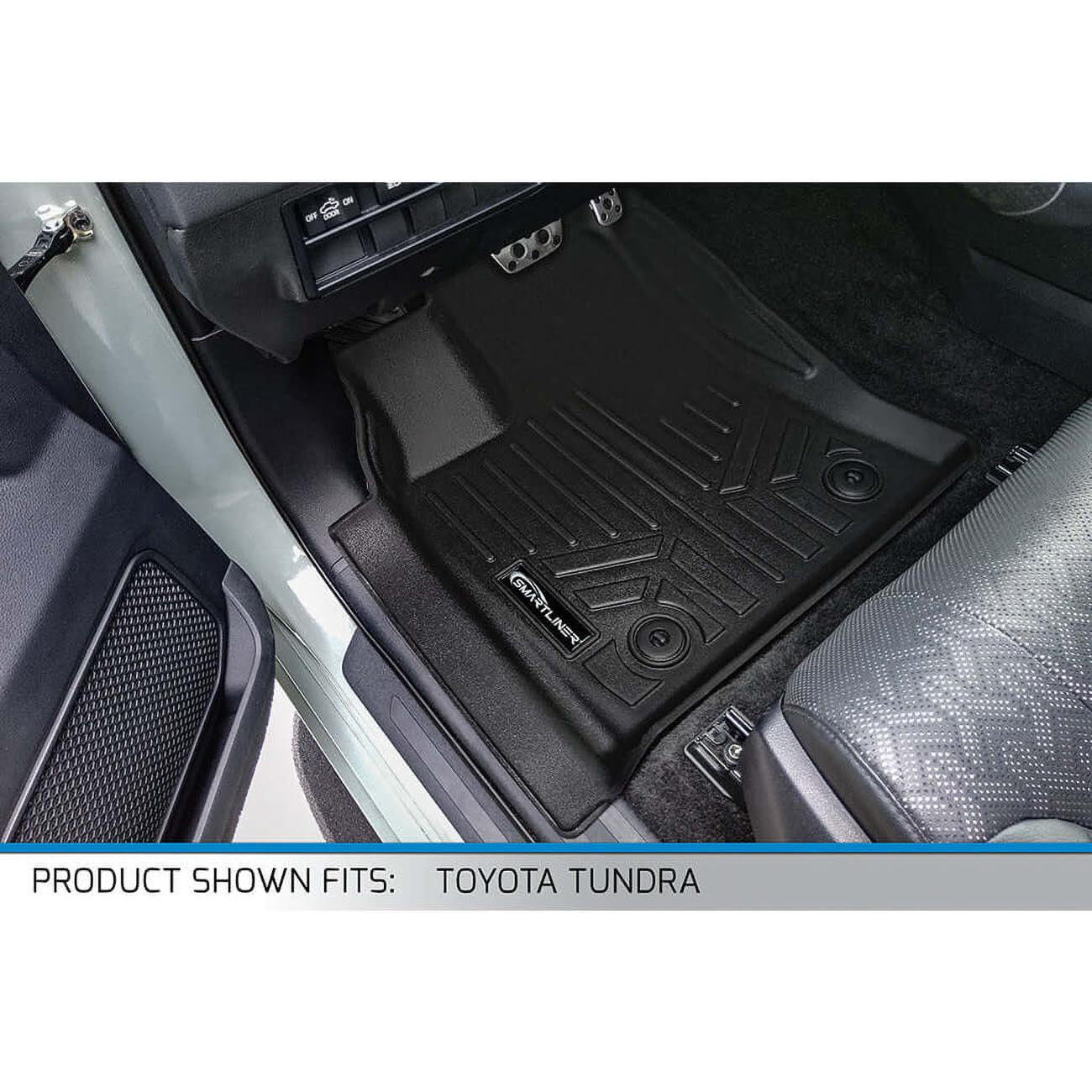 SMARTLINER Floor Liners for Toyota Tundra CrewMax 2022-2025, Front and Second Row, Black - Part Number SA0593B0593