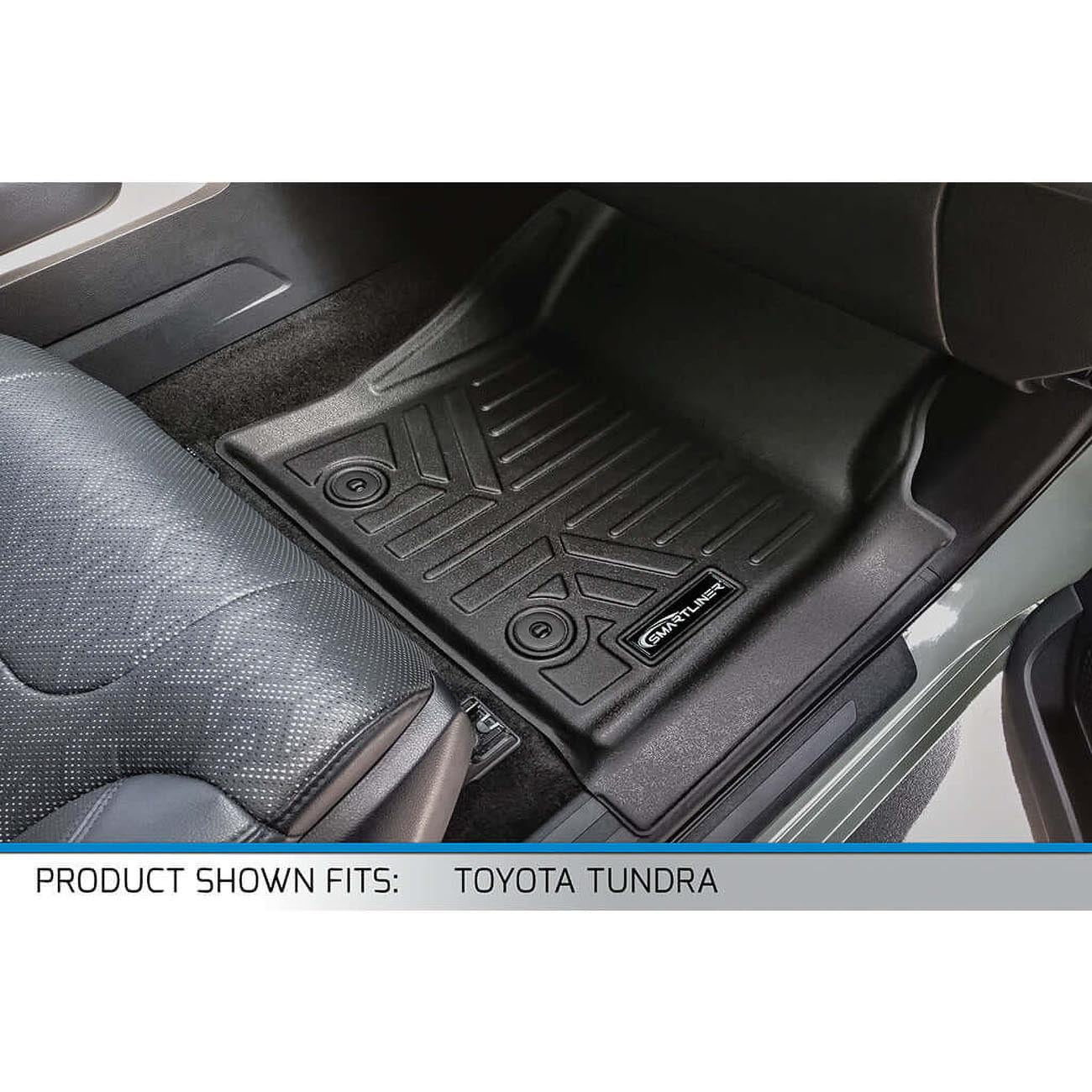 SMARTLINER Floor Liners for Toyota Tundra CrewMax 2022-2025, Front and Second Row, Black - Part Number SA0593B0593