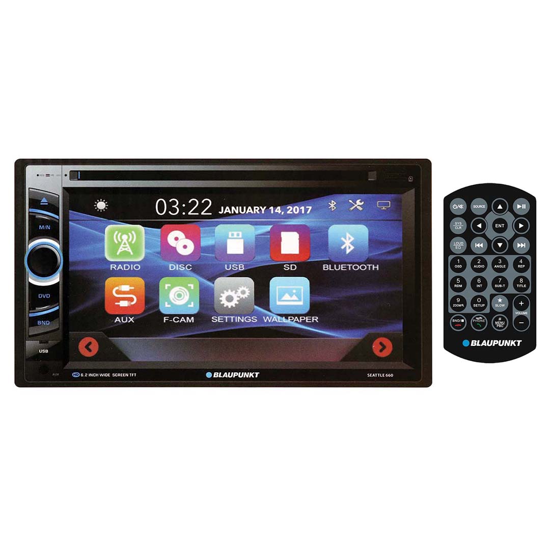 Blaupunkt D.Din 6.2-Inch Touchscreen Car Stereo with Bluetooth, DVD, and USB - Model SEATTLE660