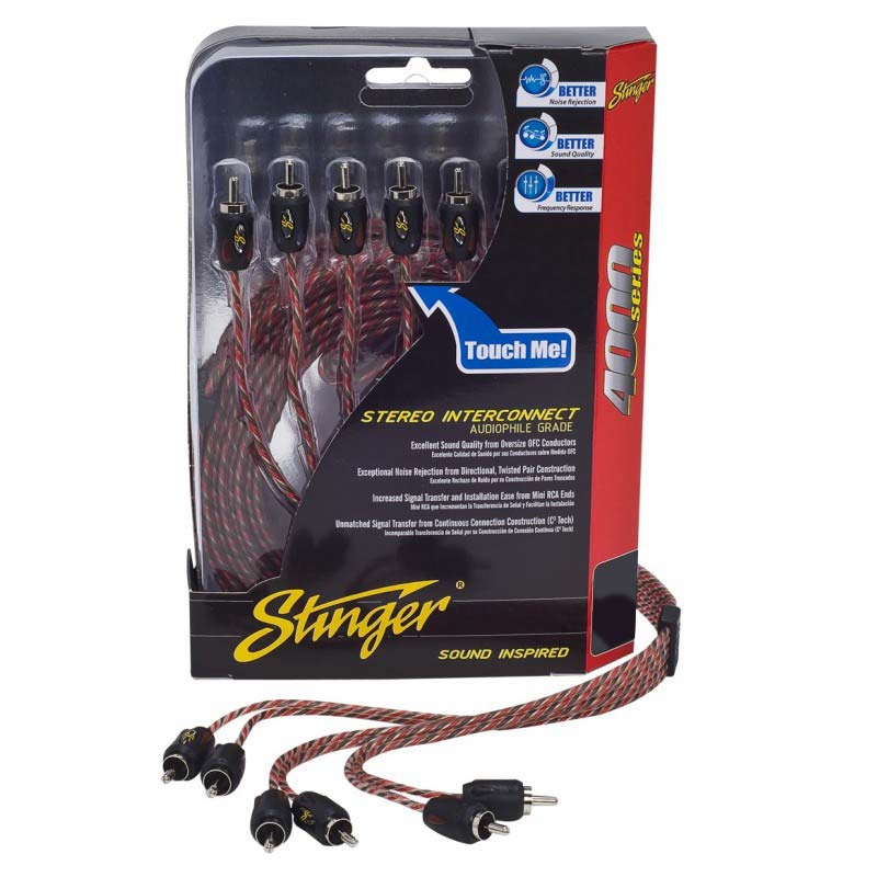 Stinger 17ft 4000 Series Six-Channel Directional Twisted RCA Cables