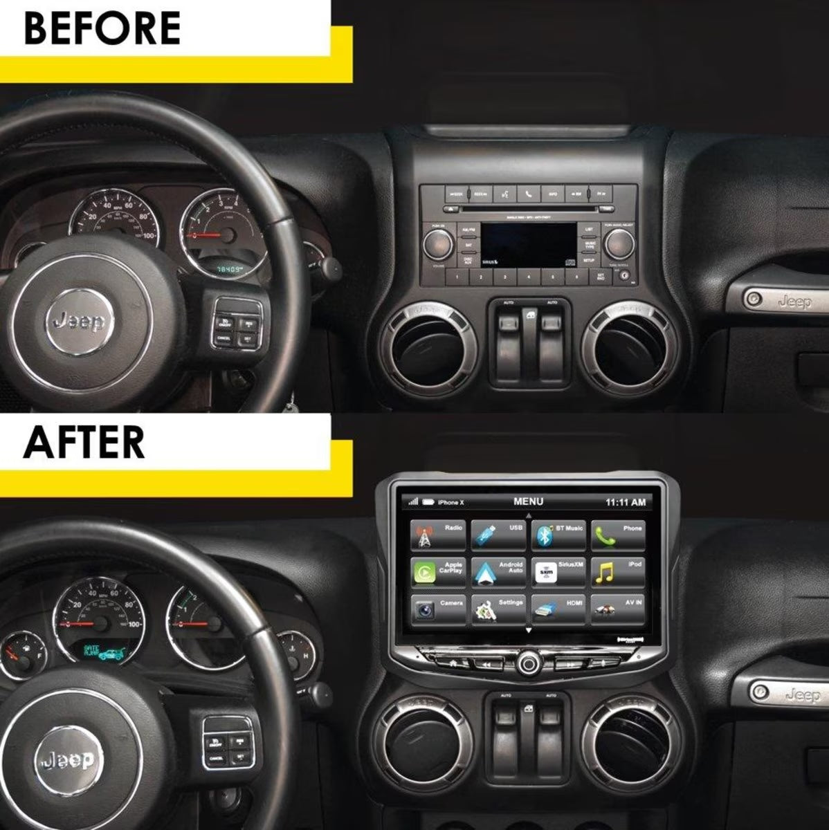 Stinger SR-JK11H Wrangler JK Installation Kit For Heigh10® Multimedia Head Unit