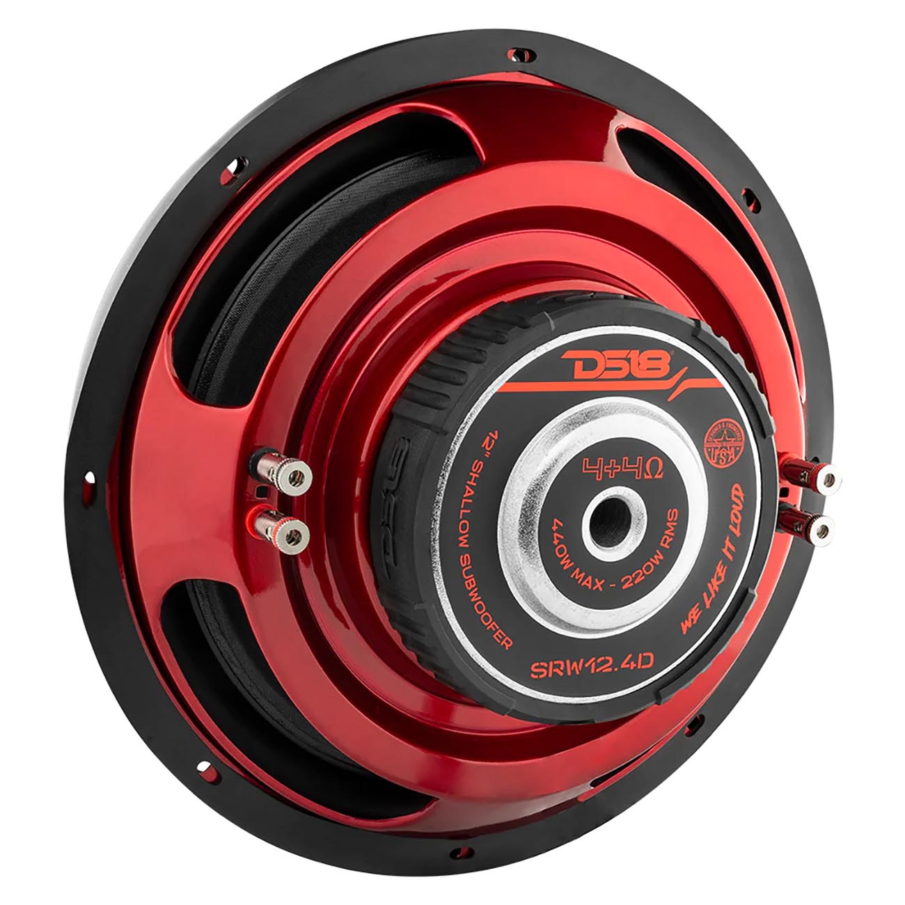 DS18 SRW124D 12-inch Shallow Mount Subwoofer with Dual 4 Ohm Voice Coils