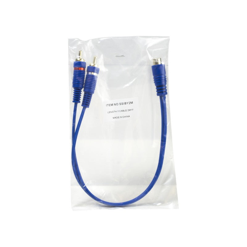 STINGER RCA Y 2M-1F Blue Interconnects - High-Quality Stereo Audio Cable
