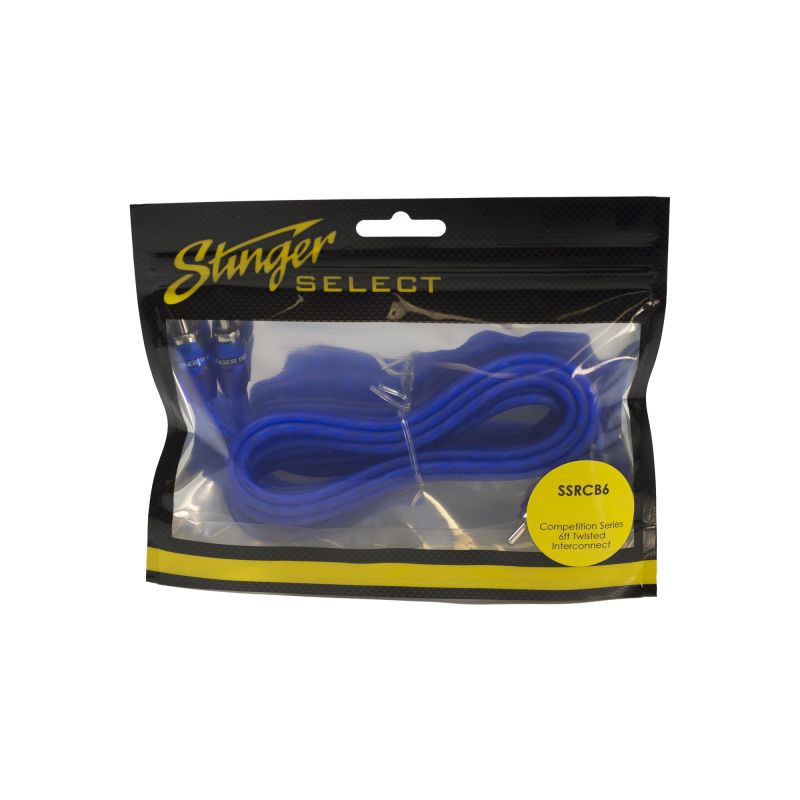 Stinger 6ft Blue Comp Series Twisted RCA Cable - High-Performance Car Audio Interconnect