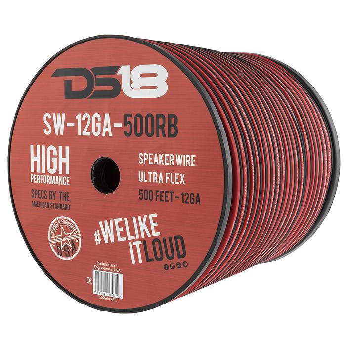 DS18 Ultra Flex CCA Speaker Wire 12 Gauge, 500 Feet, Red/Black