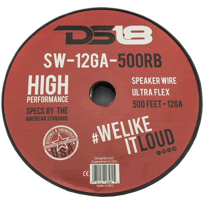 DS18 Ultra Flex CCA Speaker Wire 12 Gauge, 500 Feet, Red/Black