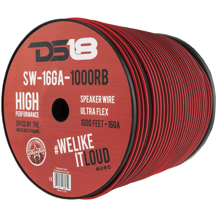 DS18 Ultra Flex CCA Speaker Wire 16 Gauge 1000 Feet - Red and Black