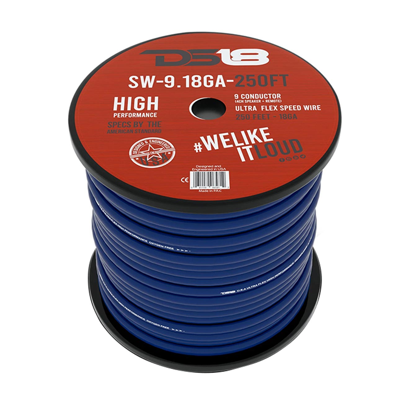 DS18 Ultra Flex CCA Speed Speaker Cable 9 x 18 AWG, 250 Feet