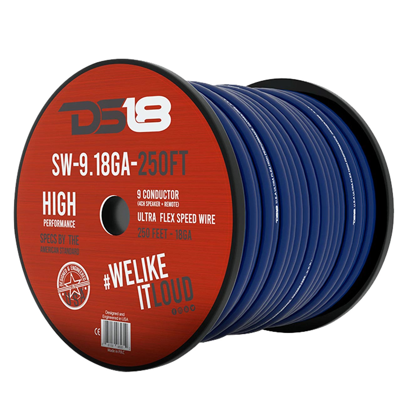 DS18 Ultra Flex CCA Speed Speaker Cable 9 x 18 AWG, 250 Feet