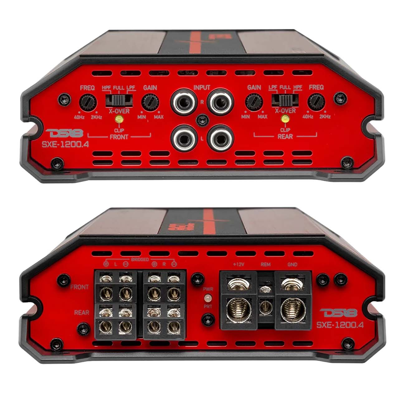 DS18 SXE12004RD 4-Channel Car Amplifier - 400W RMS / 1200W Max, Red Finish