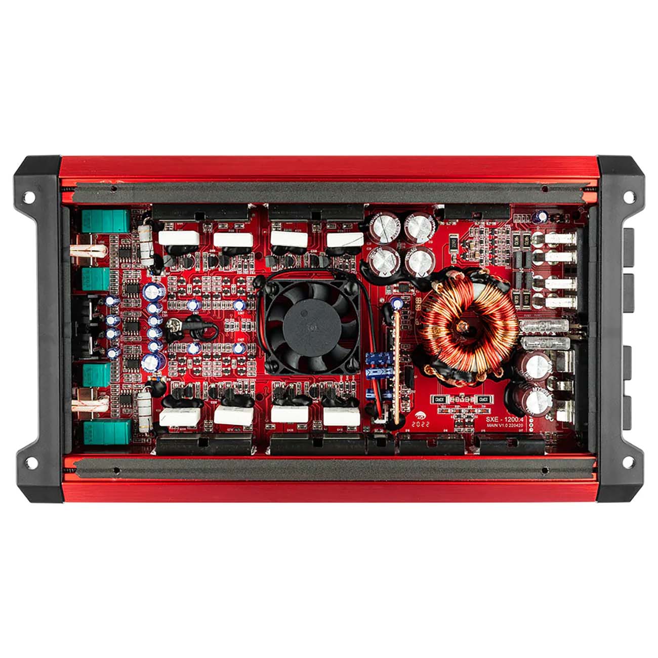 DS18 SXE12004RD 4-Channel Car Amplifier - 400W RMS / 1200W Max, Red Finish