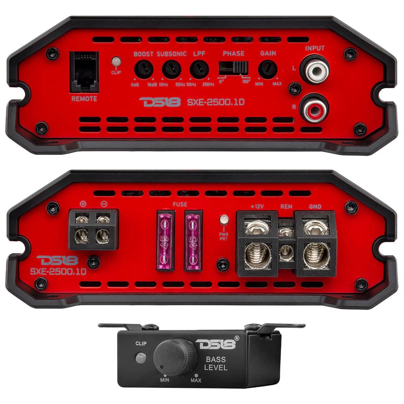 DS18 SXE 1-Channel Class D Amplifier 800 Watts RMS at 1 Ohm - Red