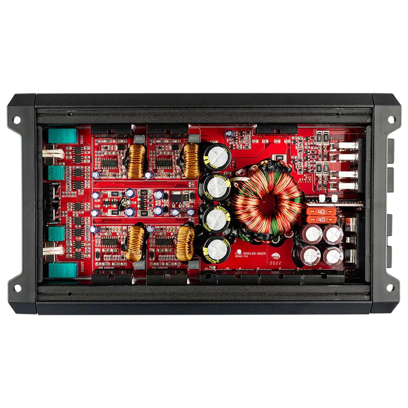 DS18 SXE30004DBK 4-Channel Car Amplifier - 1280W RMS / 3000W Max, Black