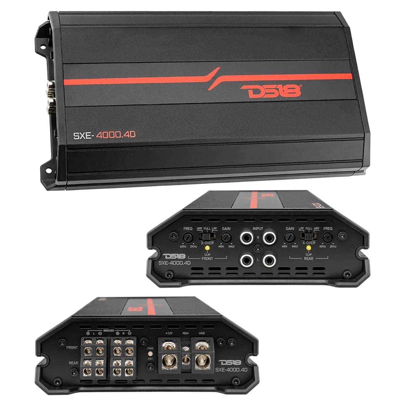 DS18 SXE40004DBK 4-Channel Car Amplifier with 1720W RMS Power