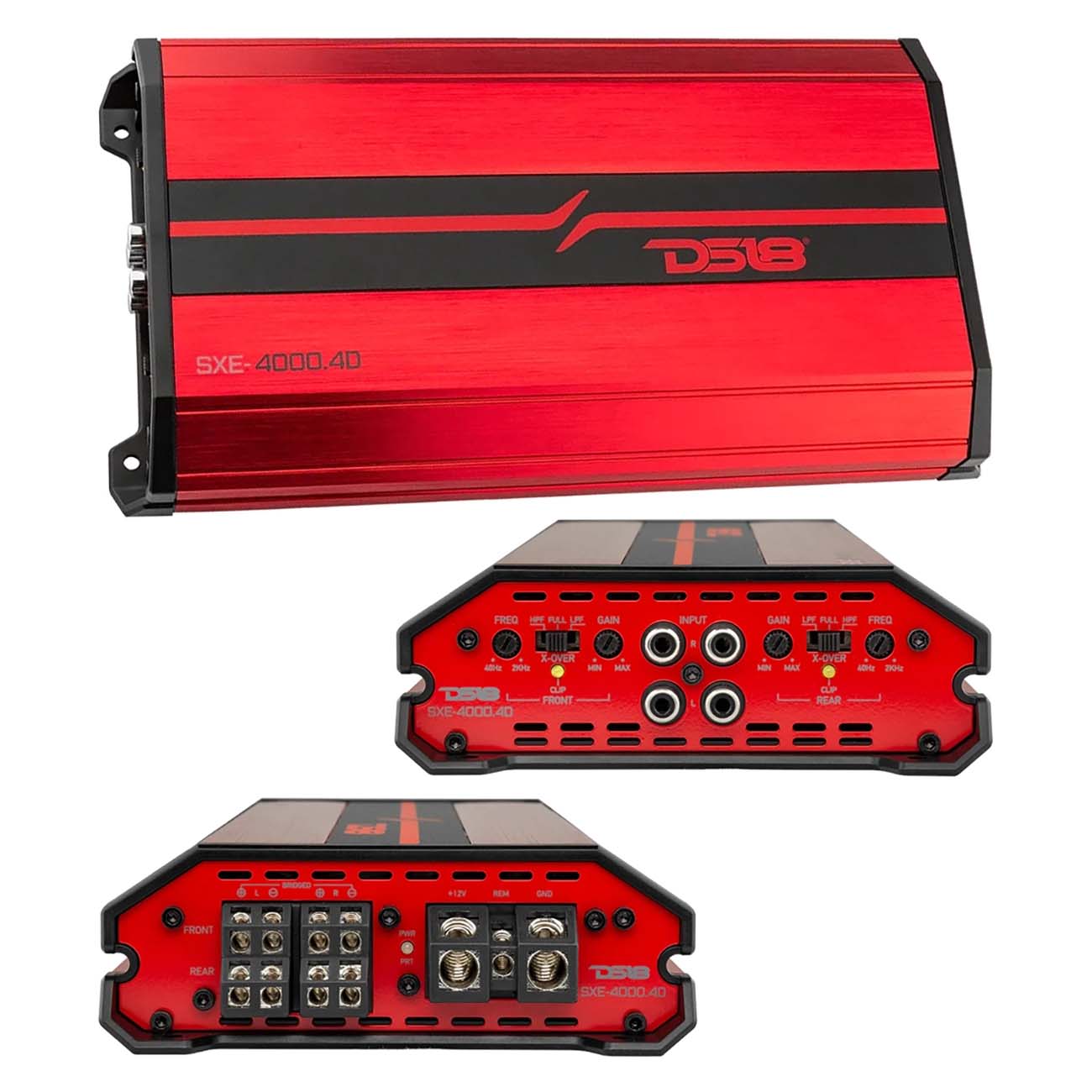 DS18 SXE40004DRD 4-Channel Amplifier – 1720W RMS / 4000W Max, Red