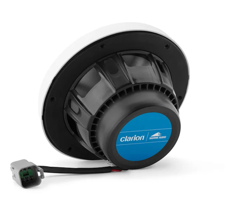 Clarion #010-03049-00 Pair 7.7-inch Marine Coaxial Speakers with 1-inch (25mm) Silk Dome Tweeters. Built-in RGB LED lighting