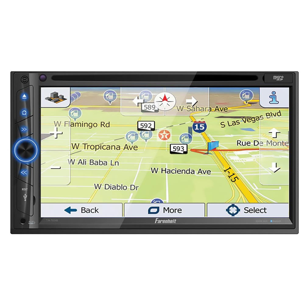 Power Acoustik Farenheit 7-Inch LCD Double DIN Navigation In-Dash DVD Player with Bluetooth and Android Phonelink Remote