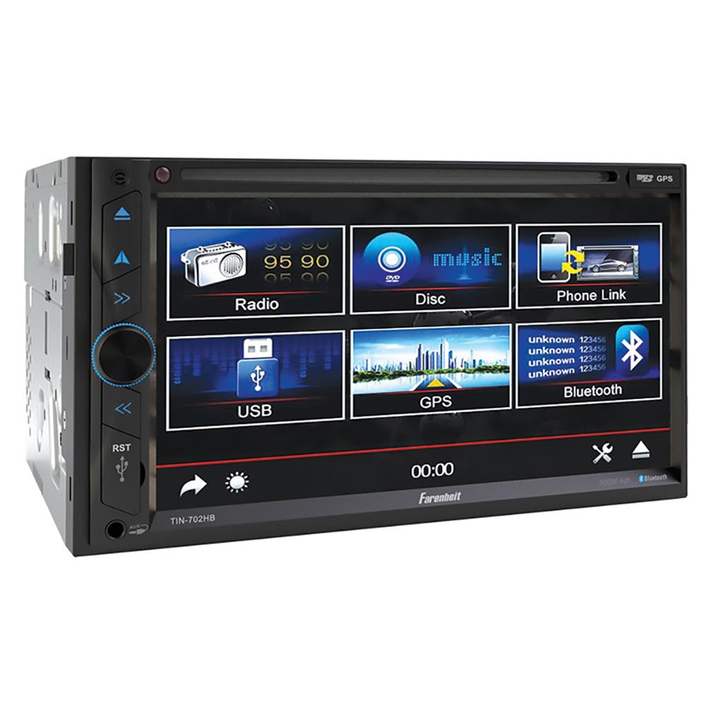 Power Acoustik Farenheit 7-Inch LCD Double DIN Navigation In-Dash DVD Player with Bluetooth and Android Phonelink Remote
