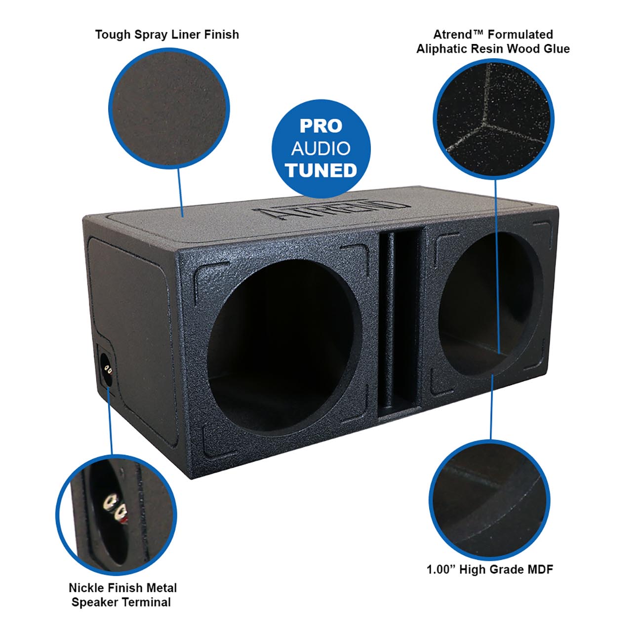 Atrend Dual 10-Inch Slammer Slot-Port Vented Woofer Enclosure with Bedliner Finish