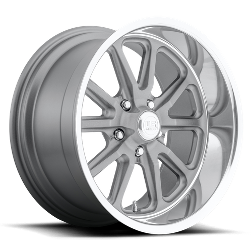 US Mag 1PC U111 Rambler 20x8 Wheel, 5x4.5 Bolt Pattern, +1 Offset, Textured Gray with Diamond-Cut Lip