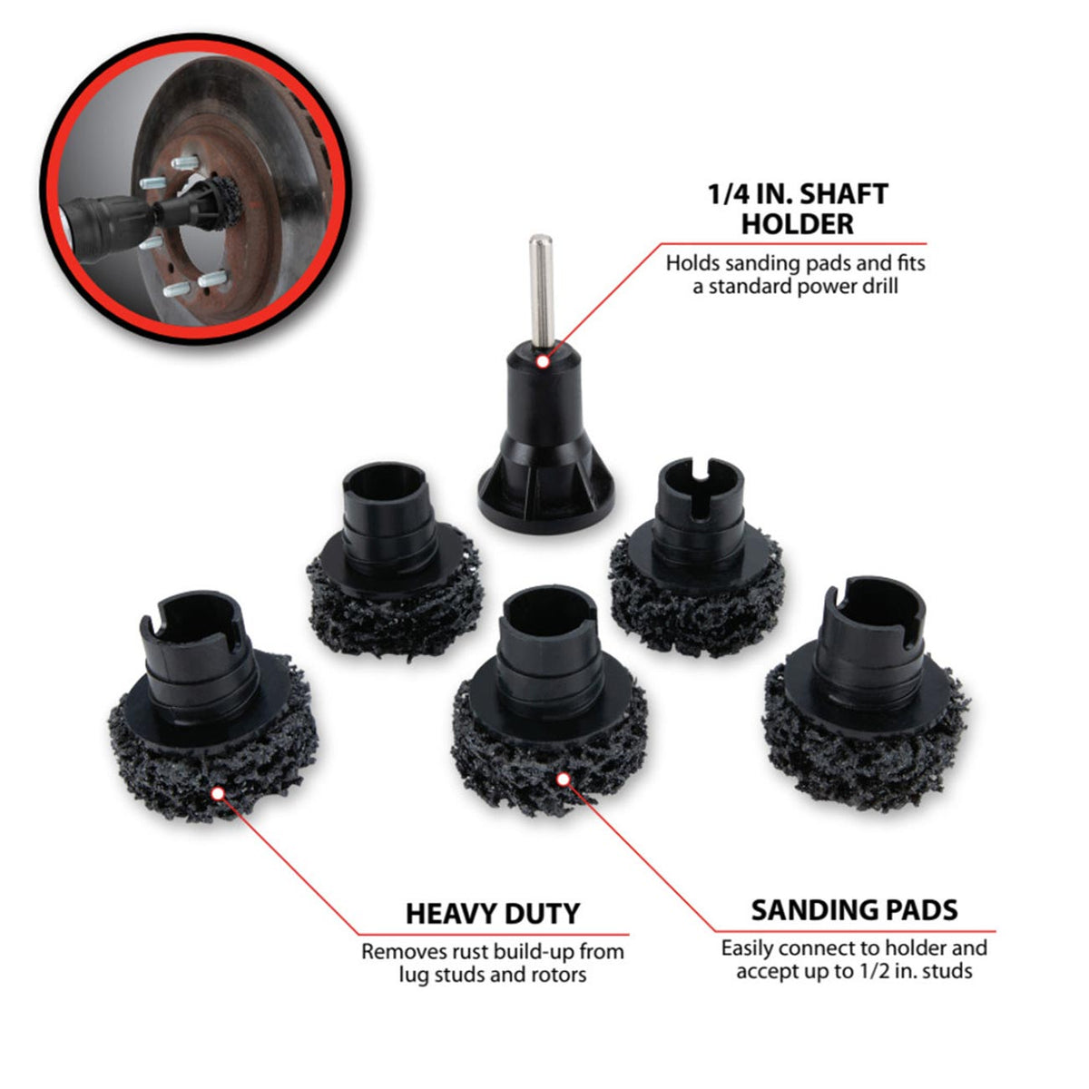 Performance Tool W80105 Wheel Hub Resurfacing Kit, 6-Piece