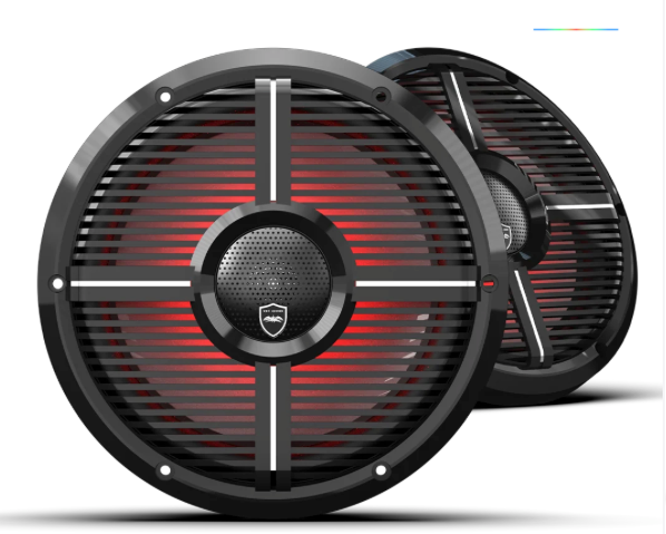 Wet Sounds REVO 10-inch Black Coaxial Speakers with Black XW RGB Grilles: REVO CX-10 XW-B S2